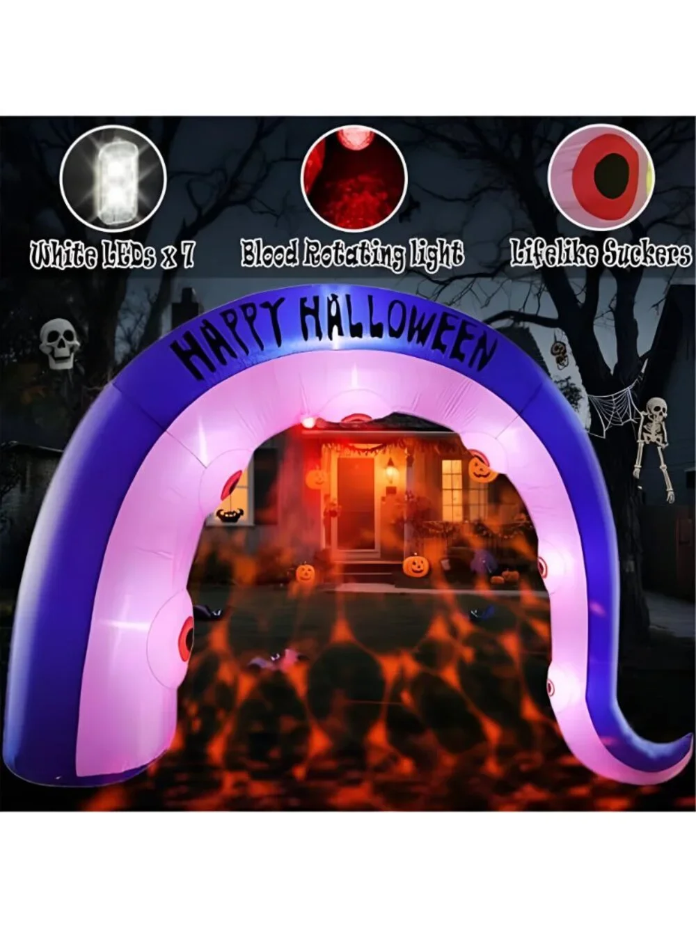 Giant 12FT Long Halloween Inflatables Octopus Arch Outdoor Decorations Blow up